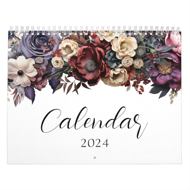 Calendário Botânico Floral Elegante (Capa)