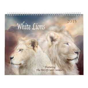 Calendário branco 2015 da arte dos leões