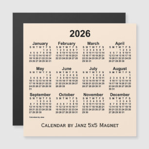 Calendário branco antigo de 2026 pelo ímã 5x5 d
