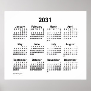Calendário Branco de 2031 por Janz Impressão
