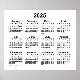 Calendário Branco de Parede 2025 por Janz Poster