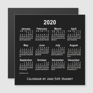Calendário branco Neon 2020 do Magnet 5 x 5 de ja