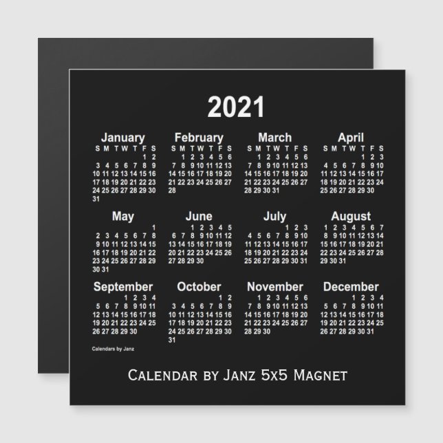 Calendário branco Neon 2021 do Imagro 5x5 de Janz (Frente/Verso)