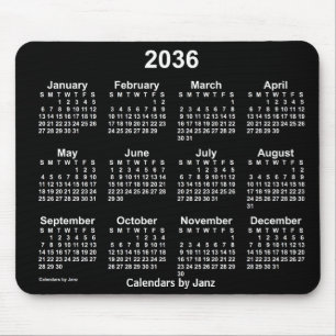 Calendário branco neon 2036 por Janz Mouse Pad