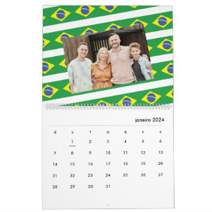 Calendário Brasil Adicione Sua Foto Bandeira Brasileira 202