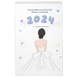 Calendário Bridal, 2024, ilustração da moda,