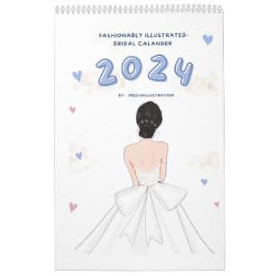Calendário Bridal, 2024, ilustração da moda,