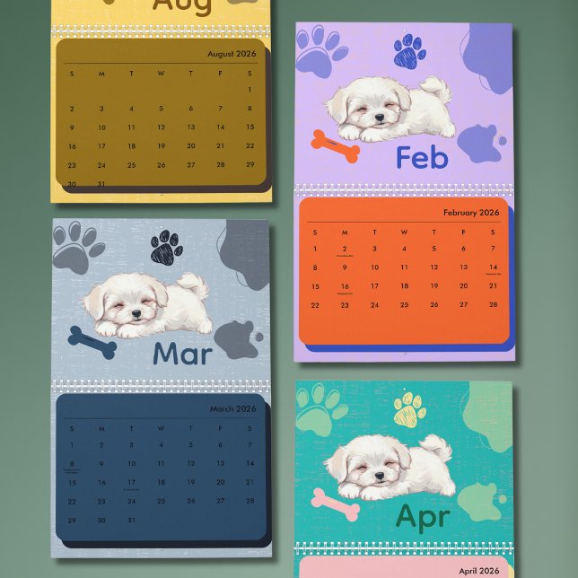 Calendário Bright & Adorable Puppy Art Calendar (Criador carregado)