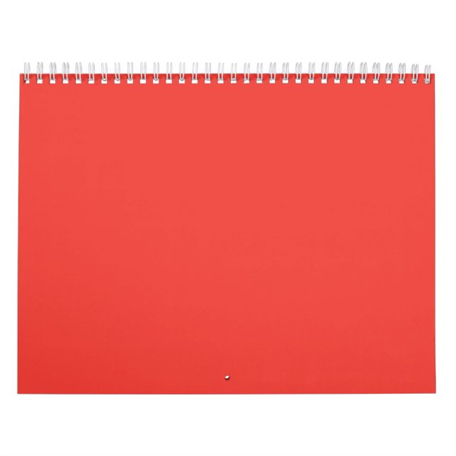 Calendário Bright Red Solid Color Background | Modern Design (Capa)
