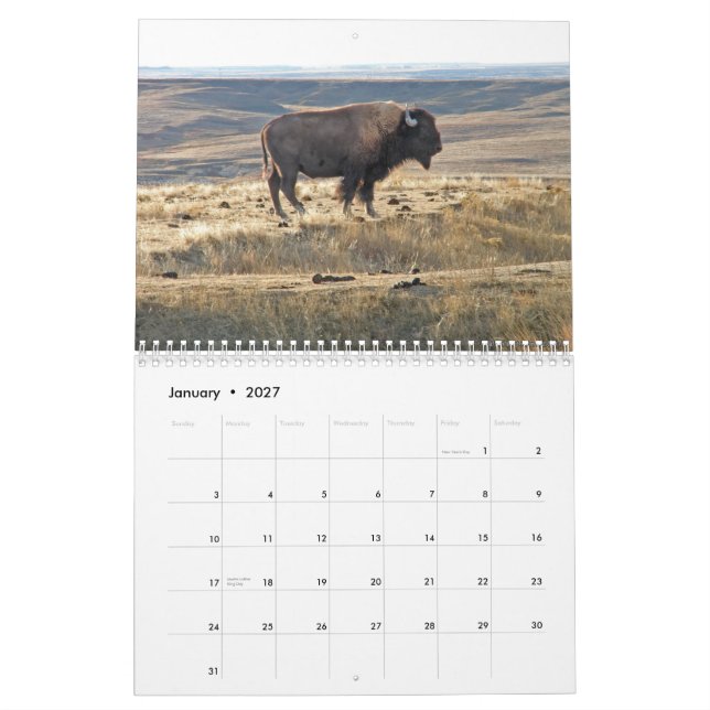Calendário Búfalo ocidental de Kansas (Jan 2027)
