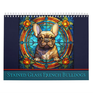 Calendário Buldogue Francês de Vidro Estampado