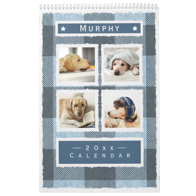 Calendário Cachorro Azul de Xadrez Buffalo Rustic Pet 2023 (Capa)