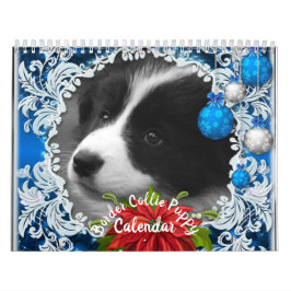 Calendário Cachorro Bonito de Filhote à Idade Adulta Natal