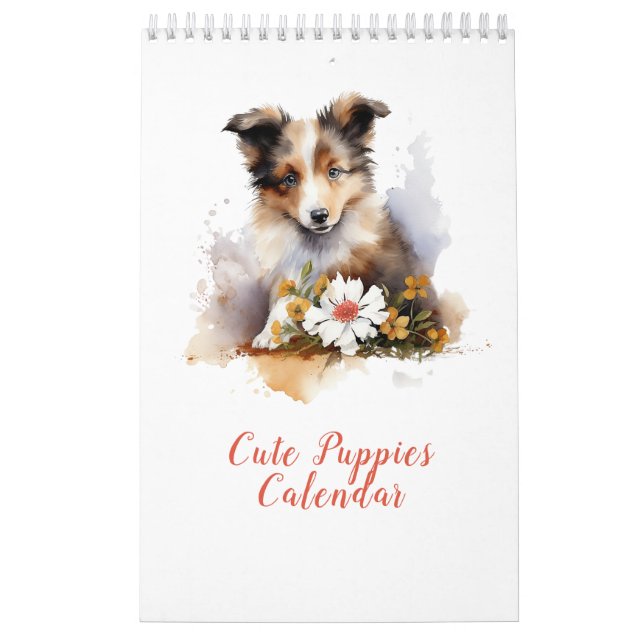 Calendário Cachorro Pets Aquarela Flor (Capa)