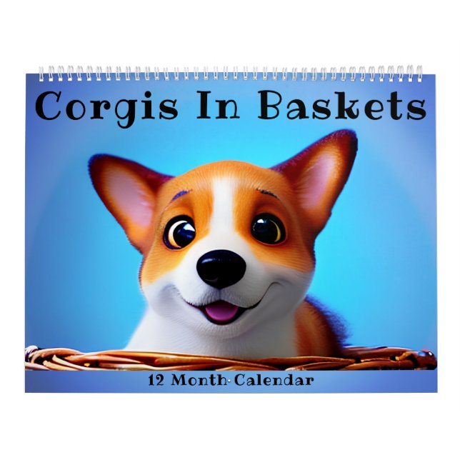 Calendário Cachorros de Corgi Bonitos em Cestos Divertidos pa (Capa)