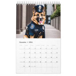 Calendário Cachorros Engraçados Vestidos como Polícia