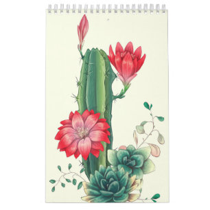 Calendário Cactus Com Flores