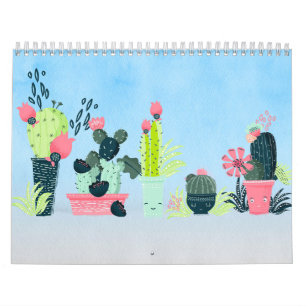 Calendário Cactus Family Watercolor