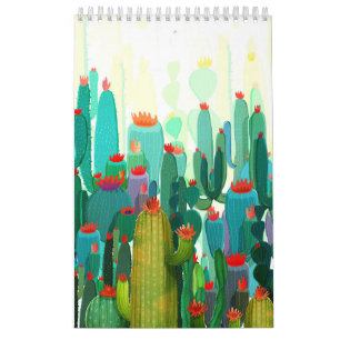 Calendário Cactus Impressão Muitos Cactus