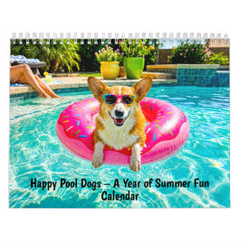 Calendário Cães Felizes na Piscina - Um Ano de Diversão de Ve