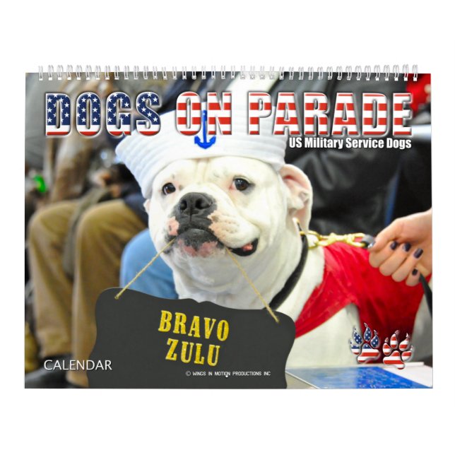 Calendário CÃES NO PARADE - CÃES do Serviço Militar dos EUA (Capa)