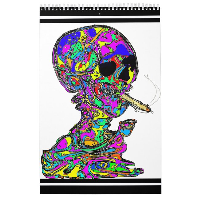 Calendário Calavera Skull de VanGogh Fumando cigarro (Capa)