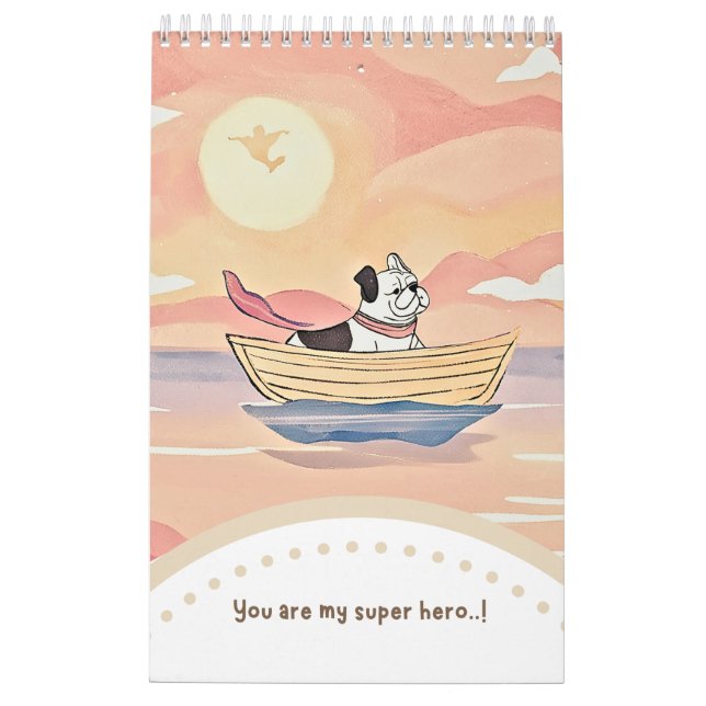 Calendário Calendar cute bulldog (Verso)