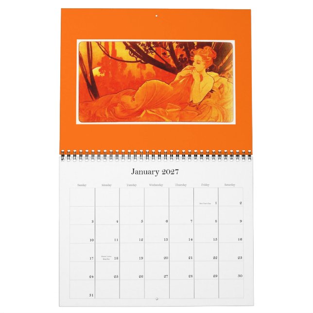 Calendário Calendário-Clássico/Alphonse Mucha (Jan 2027)