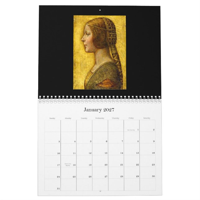 Calendário Calendário-Clássico/Leonardo da Vinci (Jan 2027)