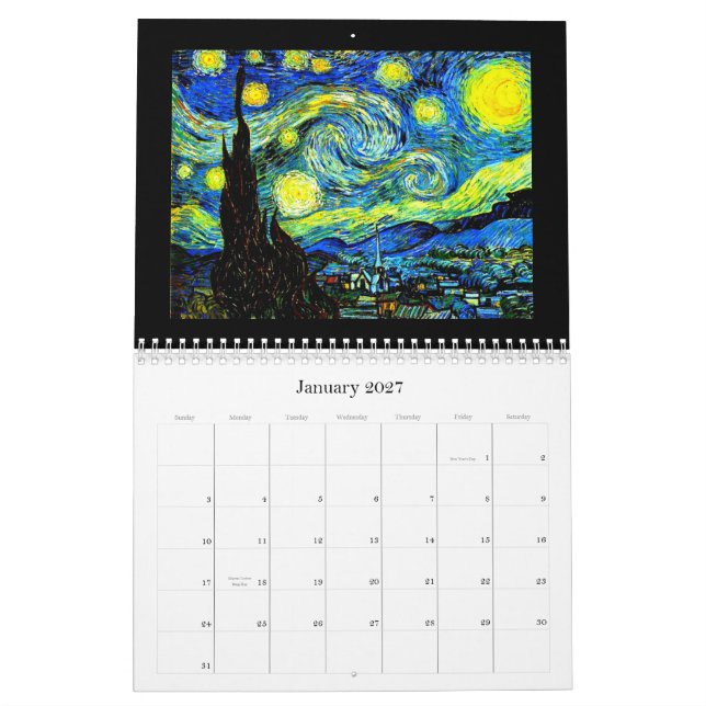 Calendário Calendário-Clássico/Vincent Van Gogh (Jan 2027)