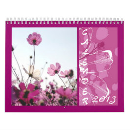 Calendário Calender 2013 belas flores rosa