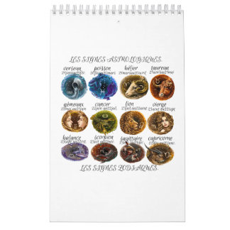 Calendário calendrier avec les signes astrologiques 