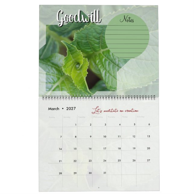 Calendário Calendrier Dieu méditation : étoile, mots & notes  (Mar 2027)