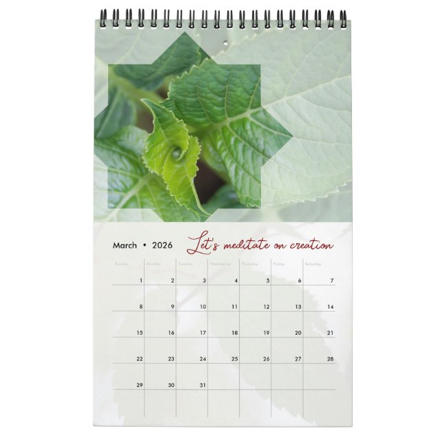 Calendário Calendrier Dieu méditation nature étoile élégant (Mar 2026)