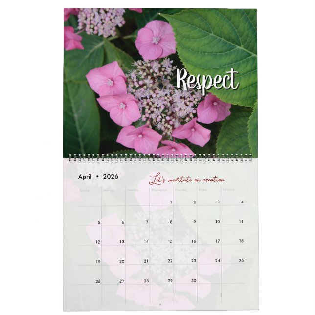 Calendário Calendrier Dieu méditation photo jardin : mots (Abr 2026)