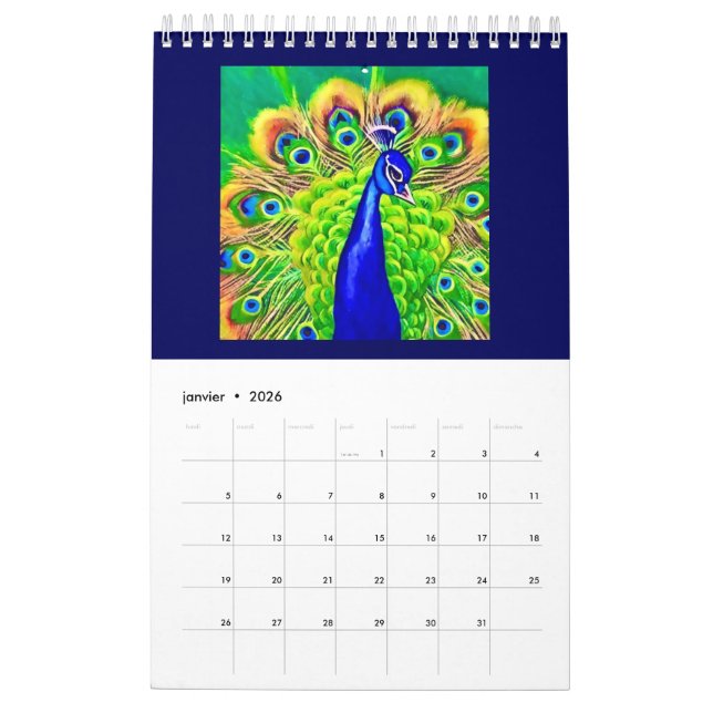 Calendário Calendrier double page Petit, Blanc Animaux  (Jan 2026)