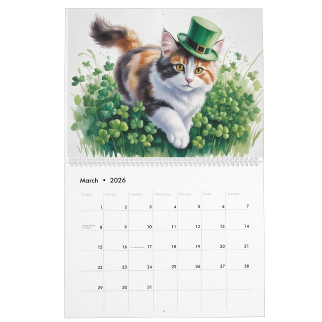 Calendário Calico Cats Calendar (Mar 2026)