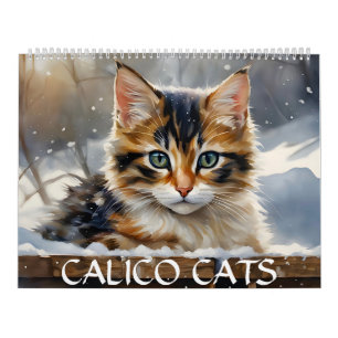 Calendário Calico Cats Watercolor Art 12-Month Calendar 2025