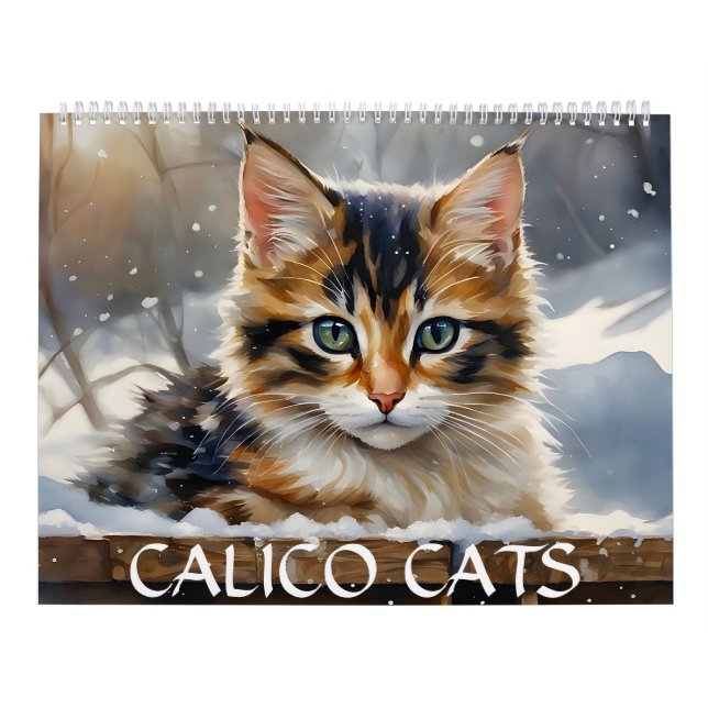 Calendário Calico Cats Watercolor Art 12-Month Calendar 2025 (Capa)