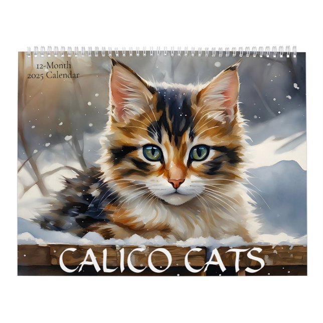 Calendário Calico Cats Watercolor Art 12-Month Calendar 2025 (Capa)