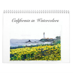 Calendário Califórnia em pinturas da aguarela