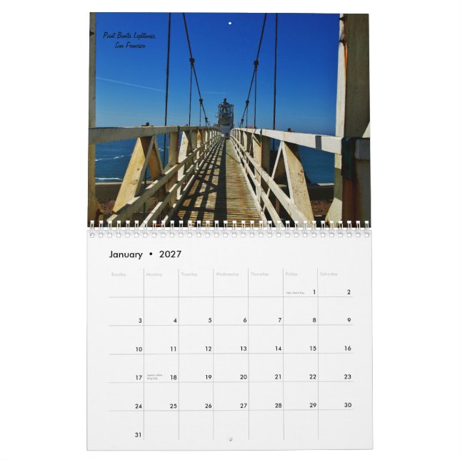 Calendário Califórnia na cor (Jan 2027)