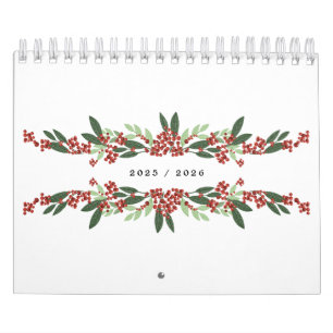 Calendário Caligrafia Elegante Pintada à Mão Natal Personaliz