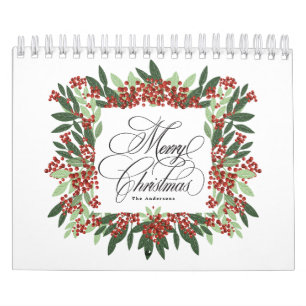 Calendário Caligrafia Elegante Pintada de Natal Personalizada