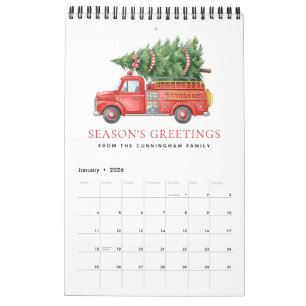 Calendário Caminhão de Bombeiros de Natal Personalizado Moder