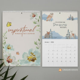 Calendário Canadian Grid 2026 Citações Inspiracionais e Arte