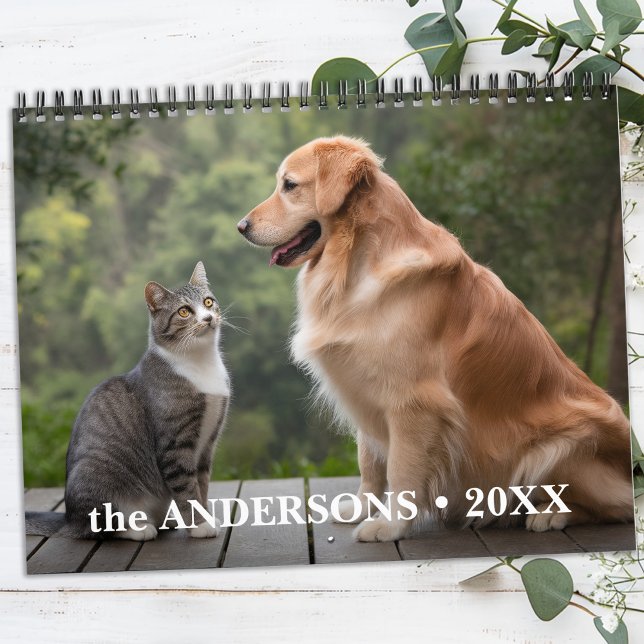 Calendário Cão 2026 da Família Pet Lovers Personalizados Cute (Criador carregado)