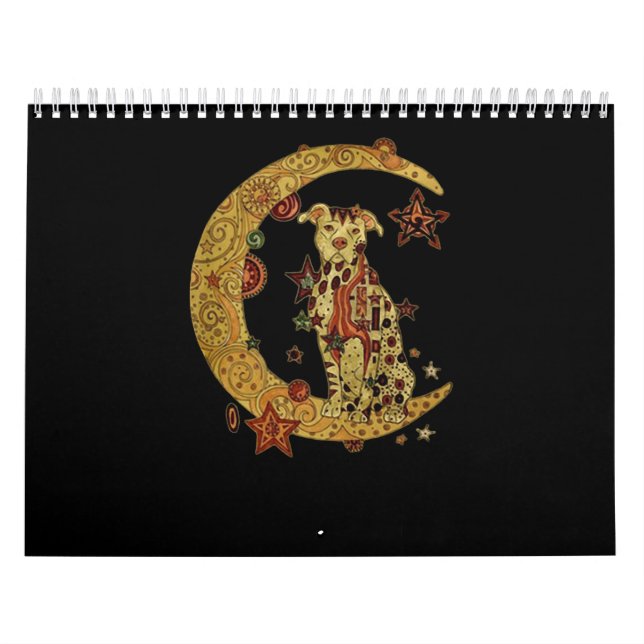 Calendário Cão e lua Pitbull (Capa)