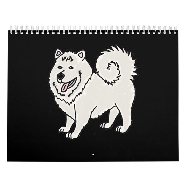 Calendário Cão | Smilenows Engraçado Cartoon de Rouco Samoyed (Capa)