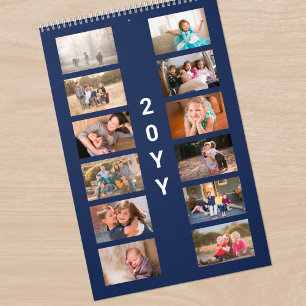 Calendário Capa Azul-Marinho de Foto Moderna